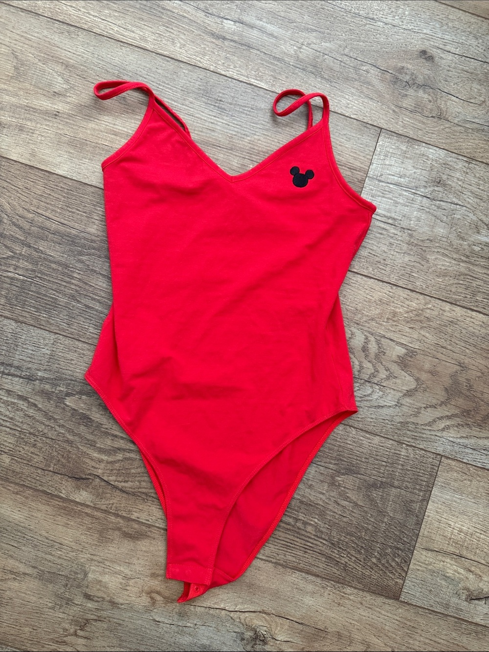 Red Mickey Embroidered One-Piece Bodysuit Disney H&M size small